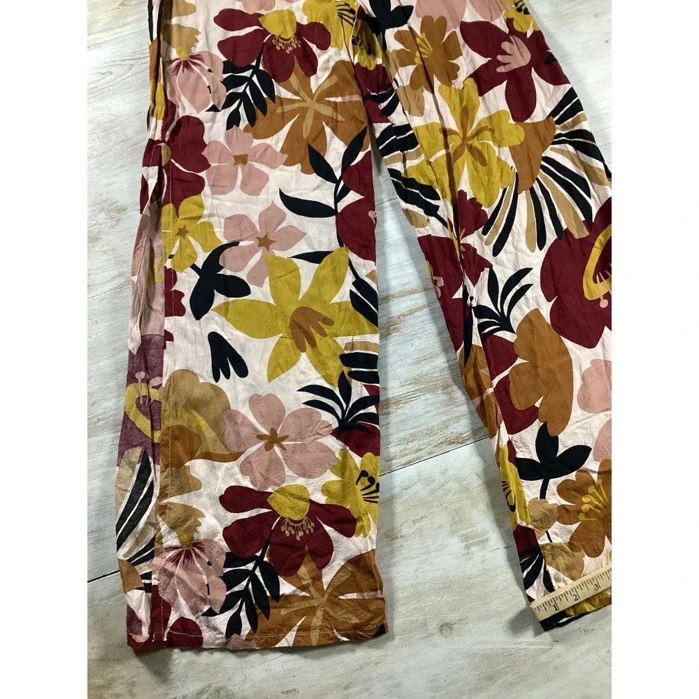 Elan Floral Pants Orange Burgundy Fall Palazzo Pants Women's Small Boho Hippie - Picture 3 of 9